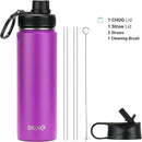 DRINCO Stainless Steel Water Bottle Spout Lid Vacuum Insulated Double Wall Water Bottle Wide Mouth (40oz 32oz 22oz 18oz 14oz) Leak Proof Keep Cold Sport Camping Hiking (22 oz, 22oz Purple) by CozyNest Decor