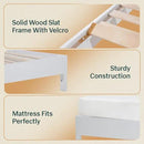 Bme Madia Bed Frame, Mid Century Queen Bed Frame and Headboard with Unique & Trendy Fluted Pattern, 800lbs Capacity Platform Bed Frame, Solid Acacia Wood Slat Support, Easy Assembly White Bed Frame by CozyNest Decor