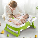 Collapsible Baby Bathtub,Baby Bath Tub with Thermometer & Soft Cushion,Baby Bathtub for Newborn to Toddler 0-36 Months,Portable Travel Baby Tub with No-Slip Feet,Baby Shower Gifts,Green by TinyTreasures Baby Boutique