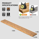 Floating Shelves for Wall, 72"x9.3" Rustic Solid Live-Edge Elm Wood Wall Shelves, Heavy-Duty Floating Shelves with Invisible Brackets for Living Room, Bedroom, and Kitchen, Natural Finish by CozyNest Decor