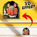Mouse Reading Book Wall Sticker Decal – Kids Room, Classroom, Home Decor, Bookcase, Book Lover Gift, Children's Bedroom, Nursery, Cute Mouse, MICESTERPIECE by CozyNest Decor