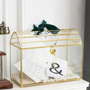 Wedding Card Box with Slot, 12.2'' Large Glass Card Boxes for Reception, Gold Card Holder, Clear Decorative Storage Box with Lock for Baby Shower, Birthday Party, Christmas, Bridal Shower by CozyNest Decor