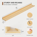 Picture Ledge Shelf, Solid Pine Wood Floating Shelves Set of 2, 32 Inches Nursery Book Shelves for Toys Storage, Kids Bookshelf Wall Mounted for Living Room Decor Photo Frames, Unfinished Natural by TinyTreasures Baby Boutique