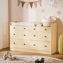Cozy Castle Baby Dresser with 6 Drawers and Large Table Top, Multi-Functional Chest of Drawer, Drawer Dresser with Three-Sided High Rails for Nursery, Children's Room, Bedroom, Oak by TinyTreasures Baby Boutique