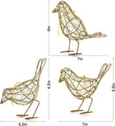 Artisan Handmade Gold-Wire Woven Bird Statues Trio Table Decor- Modern Farmhouse Shelf Decor with Hanging Chain, Multi-Pose Metal Bird Figurines for Home Office & Holiday Display by CozyNest Decor