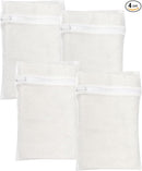 4 Piece White Small, Durable Organic Cotton Mesh Laundry Bag with Strong Zipper and Breathable Mesh, Delicate Laundry Bag for Underwear, Clothes, Pants and Socks by TinyTreasures Baby Boutique