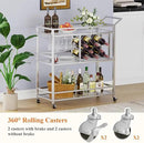FATORRI Bar Cart Silver, Bar Carts for The Home, Home Bar Serving Carts for Liquor, Rolling Wine Cart with 3 Tier Mirrored Shelves on Wheels for Alcohol and Beverage (Silver) by CozyNest Decor