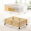 Under Bed Storage Containers With Wheels - 2 Pcs Bamboo Wood Rolling Underbed Shoe Storage Bins With Dust Bags for Clothes Blankets, Duvet Covers Snacks Toys (Natural) by CozyNest Decor