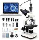 40X-5000X Compound trinocular Microscopes trinocular fo Adults, with 5.0 mp Camera with Microscope Slides 30p, Microscope Accessories, Microscopes Abbe Condenser by TinyTreasures Baby Boutique