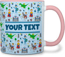 Personalized Mug for Kids - Princes - Custom Name/Text, Ceramic Hot Chocolate/Cocoa/Coffee Cup for Boys, Birthday/Christmas/Holiday Gift - 11 oz, Pink Handle by TinyTreasures Baby Boutique