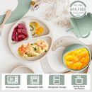 Silicone Baby Feeding Set | Baby Led Weaning Supplies Includes Suction Bowls and Divided Plates, Adjustable Bib, Baby Utensils Spoons and Forks,Cup | Baby Feeding Essentials (Light Green) by TinyTreasures Baby Boutique
