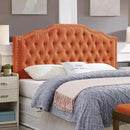 24KF Upholstered Button Tufted Queen Headboard with Nailhead Trim, Elegant Boucle Fabric Full headboard, 6031-Q-Boucle-Orange by CozyNest Decor
