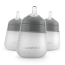 Nanobebe Flexy Silicone Baby Bottle, Anti-Colic, Natural Feel, Non-Collapsing Nipple, Non-Tip Stable Base, Easy to Clean, 3-Pack, Gray, 9oz by TinyTreasures Baby Boutique