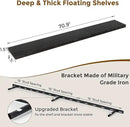 72 Inch Floating Shelves Black, 72 x 9 Rustic Wooden Fireplace Mantel, 9 Inch Floating Shelf for Wall, Farmhouse Wall Shelves for Home Storage & Display by CozyNest Decor
