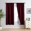 XWZO 100% Blackout Curtain Panels - Rod Pocket Thermal Insulated Black Liner Curtains, Noise Reducing and Heat Blocking Drapes for Hall and Studio Windows with Tiebacks, Burgundy, W42 x L72, Set of 2 by TinyTreasures Baby Boutique