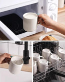 famiware Coffee Mug Set for 6, Star 12 oz Catering Mugs Cup Set with Handle for Coffee, Tea, Cocoa, Milk - Ceramic Stoneware Drinkware Set, Matte White + Matte Black by CozyNest Decor