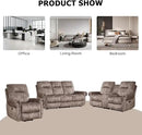 EBELLO Reclining Couch Sofa Furniture Set for Living Room,Vintage Rivet Mid-Century Design, Included 1 Seat Power Massage Recliner Chair, a Manual Loveseat, and a 3 Seater Manual Sofa, Brown by CozyNest Decor