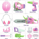 Kids Construction Tool Set for 3 4 5 6 7 Year Old Boys Girl,Pink Preschool Pretend Play Tool,Pretend Play Tools Set Toddler Toys,with Electric Drill Chainsaw、Electric Drill,Toy Tools Gifts for Kids by TinyTreasures Baby Boutique