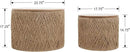 Nesting Coffee Table Set of 2, Natural Round Wooden Coffee Tables Rustic Woven Circle Side/Sofa Table for Small Space Living Room Bedroom Apartment No Assembly Required by CozyNest Decor