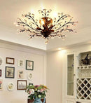 Ganeed Crystal Ceiling Light,Vintage Chandelier, Modern Elegant K9 Crystal Glass Chandelier Flush Mount Ceiling Lighting Fixture for Living Room Bedroom Restaurant Porch- Matte Black - 5 Lights by CozyNest Decor