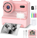 Kids Camera Instant Print, Dual-Lens Selfie Camera for Kids with 1080P Videos, 2.4 Inch Screen, 32GB SD Cards & 3 Rolls Print Paper, Christmas Birthday Gifts for Girls Age 3-12 by TinyTreasures Baby Boutique