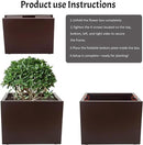 Galvanized Steel Rectangular Planter, 16"x 12"x 12" Small Planters for Outdoor Plants, Brown Outdoor Planter with Drainage Holes by GreenHaven Gardens