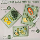 Empune Plastic Cutting Board Set, Recycled Plastic Cutting Boards for Kitchen (Set of 3), Dishwasher Safe Large Chopping Board with Holder, Non-slip Feet and Juice Grooves, Nonporous, Green by CozyNest Decor