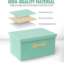 Enzk&Unity Decorative Storage Bins with Lids, Fabric Linen Foldable Storage Box with Handle Home Organizer for Shelf, Closet, Bedroom, Living Room, Office, 3 Packs, Teal by CozyNest Decor