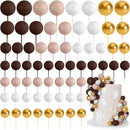 75 Pieces Cake Balls Topper Decorations Foam Cupcake Topper Mini Balloon Cake Topper Picks for Cake Deco Birthday Party Wedding（Brown Gold White Series） by TinyTreasures Baby Boutique