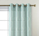 MIUCO Moroccan Embroidered Semi Sheer Curtains Linen Look Grommet Panels for Bedroom 52 x 95 Inch 2 Panels, Subtle Green by CozyNest Decor