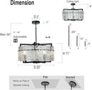 IKK Modern Black Crystal Chandeliers for Dining Room, Luxury Water Ripple Glass Light Fixture, Elegant Farmhouse Round Lighting for Kitchen Island, Bar Table, D20 by CozyNest Decor
