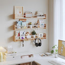 Nursery Bookshelves Wall Mounted，34inch，Set of 3, Floating Shelf Kids Coat Rack with 6Hooks,Hanging Shelf for Baby Nursery Room Décor, Patent Number: 29924445,Burlywood by TinyTreasures Baby Boutique