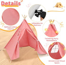 4 Pack Teepee Tent for Kids with Light String and Inflatable Airbed, Slumber Party Tents, Sleepover Tents Party for Girls Boys Indoor Outdoor (Pink) by TinyTreasures Baby Boutique