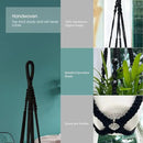 RIFNY Macrame Plant Hanger for 5 to 10 Inch Plant Pots, 35 Inch Woven Rope Hanger Kits with Hooks and Wood Beads, Hanging Planter Basket for Indoor Boho Home Decor (Black, 2 Pack)