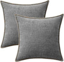 MIULEE Pack of 2 Couch Throw Pillow Covers 20x20 Inch Dark Gray Farmhouse Decorative Pillow Covers with Stitched Edge Soft Chenille Solid Dyed Spring Pillow Covers for Sofa Bed Living Room by CozyNest Decor