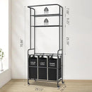 Laundry Sorter 3 Section,Laundry Hamper Cart with Hanging Rack & Removable Bags,Heavy Duty Laundry Basket with Wheels & 2 Tier Shelf,Space-Saving Laundry Basket Organizer for Laundry Room by CozyNest Decor