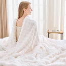 NEWCOSPLAY Faux Fur Throw Blanket Ivory Bubble Blanket Thick Warm Soft for Couch Sofa Bed 550GSM (Ivory, Throw(50"x60")) by CozyNest Decor