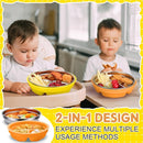 Nuogo 2 Pcs Stainless Steel Baby Suction Plates with Removable Silicone Shell 2-in-1 Metal Toddler Bowl Divided for Picky Eaters Kids Feeding Led Weaning Supplies, Dishwasher Safe (Yellow,Orange) by TinyTreasures Baby Boutique
