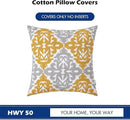 HWY 50 Mustard Yellow Decorative Throw Pillow Covers 18x18 Inch (1 Piece), Embroidered Cotton Farmhouse Cushion Cover Pillow Case for Sofa Couch Living Room Bed Bedroon, Floral Geometric by CozyNest Decor