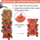Vertical Planter 6 Tier Stackable Planters Garden Planters Strawberry Herb Flower and Vegetable Planter Indoor Outdoor Gardening Pots with Removable Wheels and Tools 2-Pack by GreenHaven Gardens