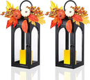 Bdor 2 Pack Fall Lanterns Decor with LED Candle – 16 Inch Harvest Pumpkin Maple Leaf Hanging Lantern for Autumn Thanksgiving Table Centerpiece Indoor Outdoor Decoration, Battery Operated by CozyNest Decor