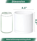 D'vine Dev 2 Pack 4.5 Inch Modern Plastic Plant Pots, Small Garden Planters for Plant with Drainage Holes and Saucers, White Color, 74-Z-F-1 by GreenHaven Gardens