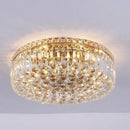 6-Lights Gold Crystal Flush Mount Chandelier Light Fixture K9 Crystals Modern Ceiling Lights Elegant Pendant Lamp for Bedroom,Hallway,Bar,Living Room,Dining Room,H5.9 xW20 (Bulbs Not Included) by CozyNest Decor