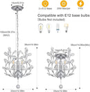 Ganeed 3-Light Branch Crystal Chandelier, Small Flush Mount Vintage Pendant Hanging Lighting, K9 Crystal Farmhouse Ceiling Light for Dining Room Bedroom Living Room Kitchen Hallway, Chrome Silvery by CozyNest Decor