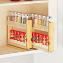 SpaceAid Bamboo Pull Out Spice Rack Organizer for Cabinet, Heavy Duty Slide Out Seasoning Kitchen Pantry Sliding Vertical Organization, 5.1" Wide, 2 Drawers(2" Wide), 2-Tier, Natural by CozyNest Decor