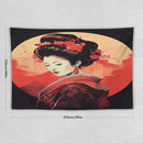 Japanese Woman Geisha Tapestry Asian Cherry Blossom Red Sun Traditional Kimono Folk Tapestries Home Decor for Living Room Bedroom Apartment Farmhouse Dorm 90"x60" by CozyNest Decor