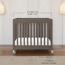 Foundations Boutique Folding Hotel Crib and Sheet Bundle - Includes Wooden Mini Crib with 3" Foam Mattress (Gray) and 6-Pack White Fitted Compact Sheets by TinyTreasures Baby Boutique