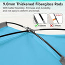 WhiteFang Beach Tent Anti-UV Portable Sun Shade Shelter for 3/4/6/8 Person, Extendable Floor with 3 Ventilating Mesh Windows Plus Carrying Bag, Stakes and Guy Lines by TinyTreasures Baby Boutique