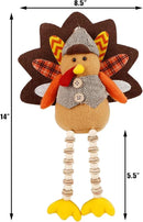 winemana Thanksgiving Decorations Set of 2 Turkeys with Dangling Legs, Mr and Mrs Turkey Couple Plush Tabletop Centerpieces for Fall Harvest Home Kitchen Shelf by CozyNest Decor