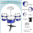 Toddler Drum Set Kids Jazz Drum Kit 8 Piece - Educational Percussion Musical Instruments Drum Toy Playset Christmas Birthday Gift for Boys Girls, Blue by TinyTreasures Baby Boutique